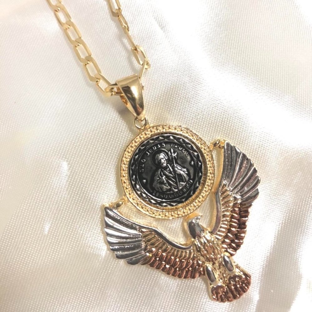18k Gold Filled Eagle Saint Jude Neckline - Picture 1 of 2